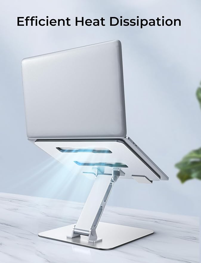 Adjustable Ergonomic Laptop Stand for Desk, Foldable Computer Stand, Stable Aluminum Lectern Notebook Riser & Portable Laptop Holder Mount Compatible with 10-16" MacBook Pro/Air, Dell, HP - Image 6