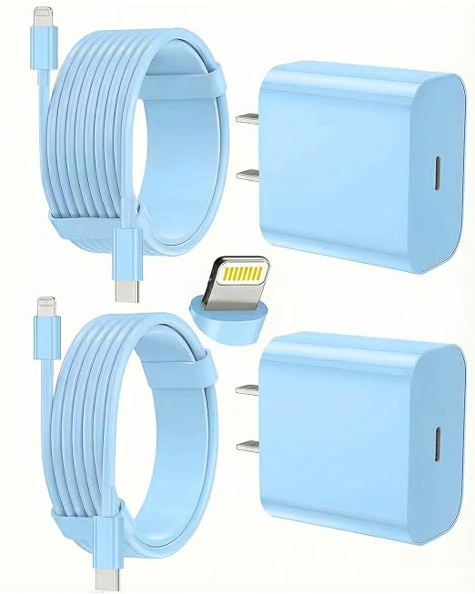 iPhone Charger Fast Charging, USB C Charger Block, 6FT/10FT Lightning Cable | For Apple iPhone 14/13/12/11 Series, 2-Pack USB C to Lightning Cables, AirPods with Lightning Charging Case,Blue by Unknown