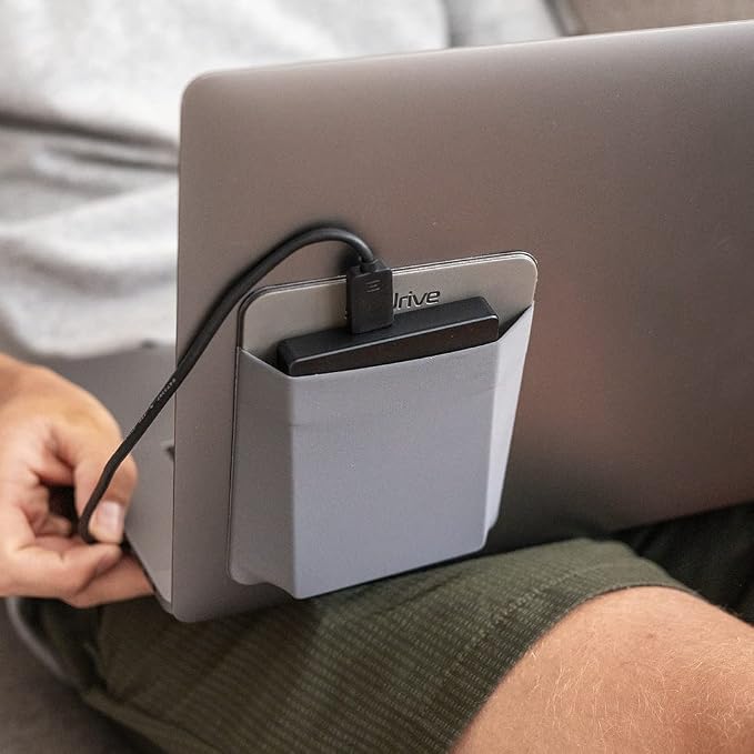 Slipdrive - Portable Hard Drive Sleeve for Laptop - HDD Hard Disk Drive - Reusable Adhesive - 5.5” x 4.5” Stick on External Hard Drive Carrying Case - Travel Pocket Pouch (Large, Gray) - Image 7
