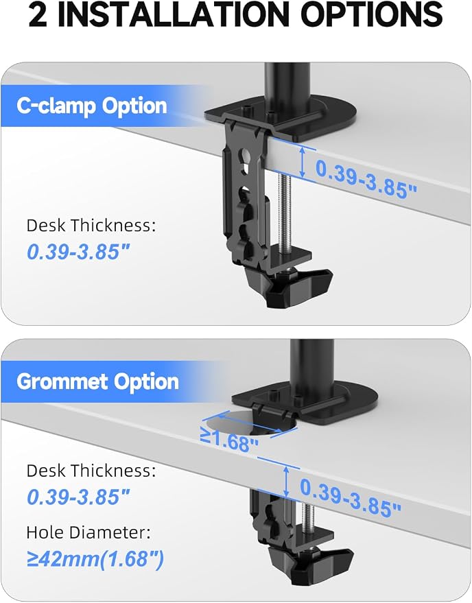 Suptek Dual Monitor Desk Mount, Adjustable Dual Monitor Arm for 2 Computer Screens up to 27 inch, Dual Gas Spring Monitor Arm, Holds up to 22 lbs Each, VESA 75x75/100x100 mm, Black (MD9442) - Image 8