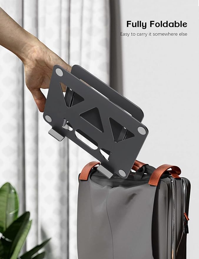 Aoviho Adjustable Laptop Stand for Desk, Portable Laptop Stand Holder and Riser, Foldable Aluminum Notebook Computer Stand for MacBook Air Pro HP Lenovo Dell Samsung Chromebook, 10-15.6 inch, Black - Image 8