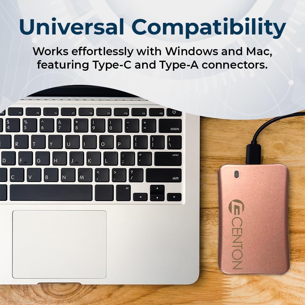 Centon External SSD (Silver Metallic), USB-C 3.2 Gen 2, 500GB - Image 4