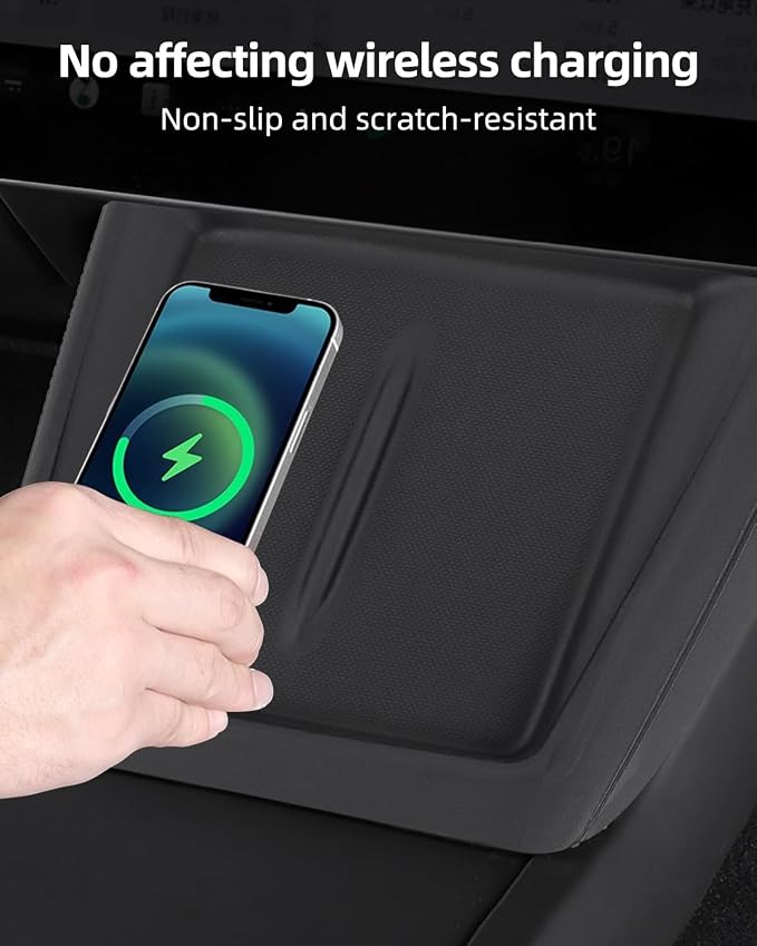 Center Control Wireless Charging Mat, Charger Pad for Tesla Model Y Juniper | White wireless charging silicone pad,center console wireless charger pad 2025 2026 - Image 3