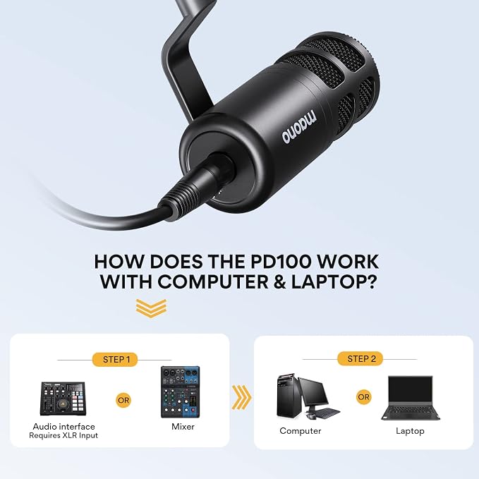 MAONO PD100 XLR Podcast Microphone, Cardioid Studio Dynamic Metal Desk Mic | Compatible with Audio Interface, Audio Mixer, Sound Card for Vocal Recording, Streaming, Voiceover, Music, Content Creation - Image 2