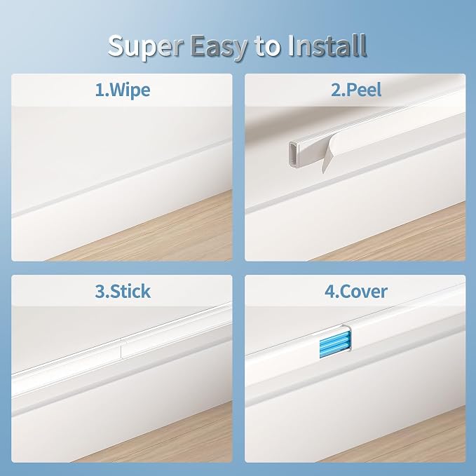 TV Cord Hider, 70.8in Cord Covers for 2-3 Wires on Wall, Paintable Cable Hider Wire Covers for Cords on Wall, Self-Adhesive Cord Hider for Wall Mount Tv to Hide Cords, W0.94 H0.47in, White - Image 4