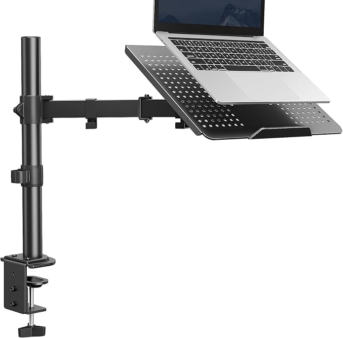 HUANUO Laptop Desk Mount - 17' to 32' Monitor Arm, Ventilated Tray, Fully Adjustable with Tilt, Swivel & Rotation, Holds up to 22 lbs by HUANUO