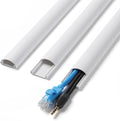 ZhiYo 42.5in Cord Covers for 1-2 Wires on Wall, 1" W x 0.4" H, White | Curved Design, Low-Profile Cord Hider, Self-Adhesive Cable Management Raceway for Wall-Mounted TV Wires, 3 Pack (14.2" Each) by ZhiYo
