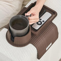Couch Cup Holder Tray, Elimiko Silicone Sofa Drink Holder with Large Cup Holder and Tray, for Oversized Mugs/Long Remote/Snacks/Cellphone (Mocha Brown) by Elimiko
