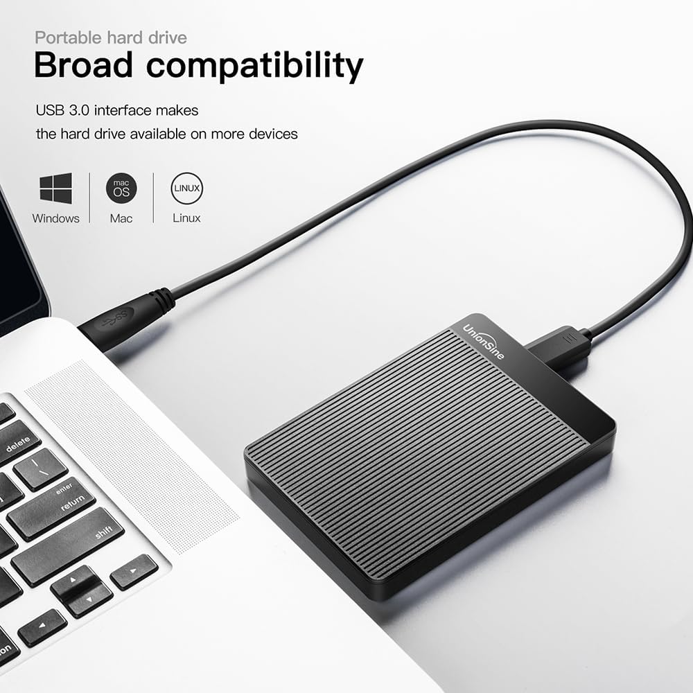 UnionSine 4TB Ultra Slim Portable External Hard Drive HDD-USB 3.0 - Image 2