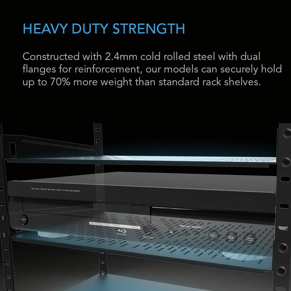 AC Infinity Vented Rack Shelf 1U, 14" Deep for 19" Server, AV Racks - Image 4