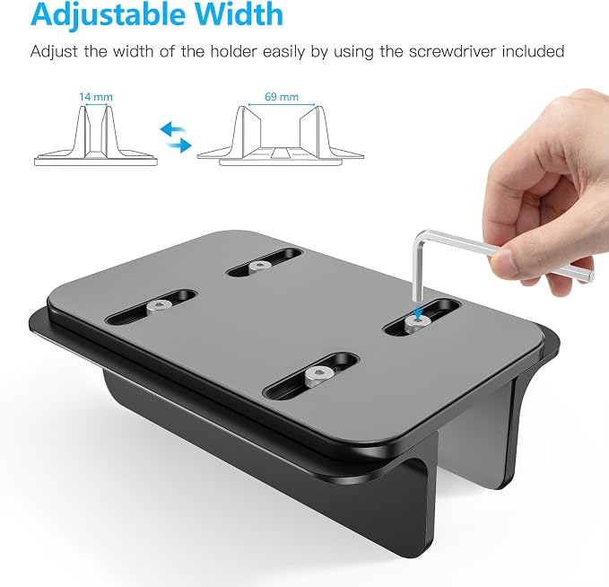 OMOTON Vertical Laptop Stand Holder, Adjustable Dock for MacBook, Black | Aluminum Stand for MacBook Stand, Fits Chromebook & Gaming Laptops up to 17.3 in, Office Desk Organization, Space-Saving - Image 6