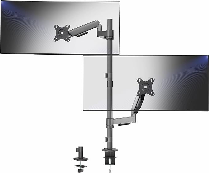 VIVO Dual Monitor Arm Extra Tall Mount for Screens up to 32 inches, Mechanical Height Adjustment, Full Articulating Heavy Duty VESA Stand with Desk C-clamp and Grommet, STAND-V012K by Unknown