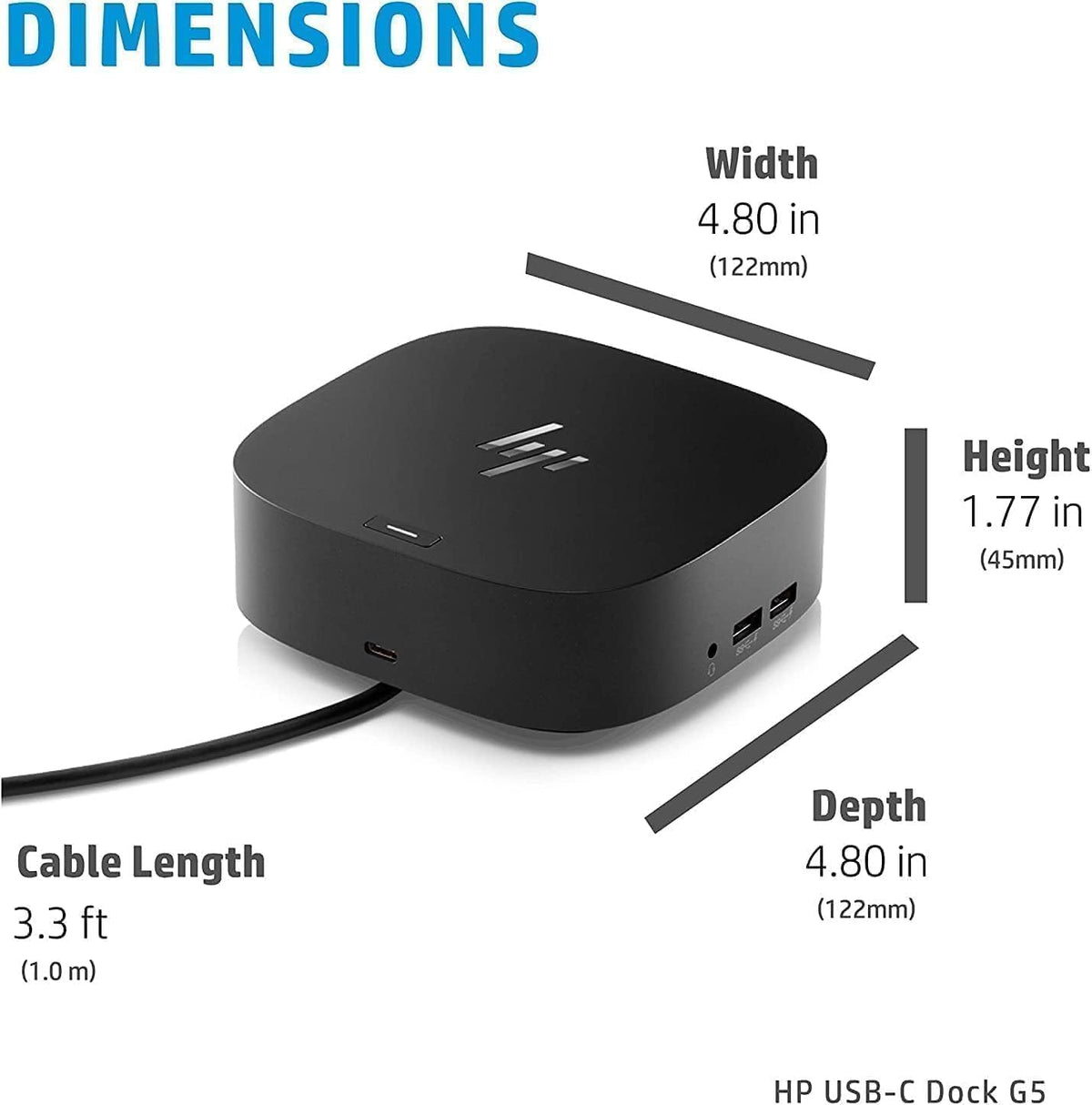HP USB-C Dock G5, 5YH27AV#ABA, Docking Station with 100W Power Delivery & Bundle with DKZ Hub (USB-C, DisplayPort, HDMI, Ethernet, Audio, USB-A) (Renewed) - Image 3