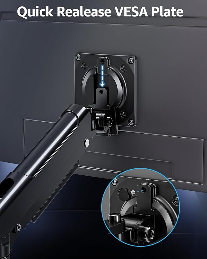 Dual Monitor Arm for 17-32" Computer Screens, Monitor Mounts 22lbs per Arm | Full Motion Monitor Desk Mounts for 2 Monitors, Gas Spring Desk Mount, VESA Mount, Freelift Pro - Image 2