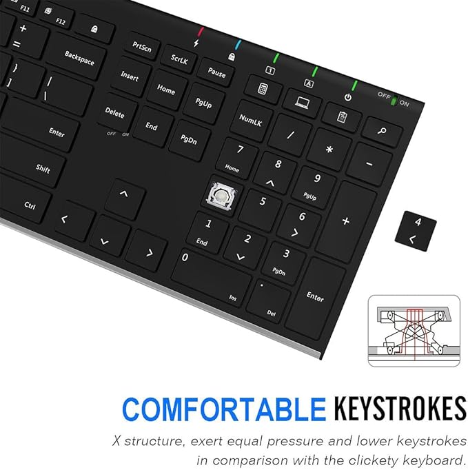 Arteck 2.4G USB Wireless Keyboard Full Size Keyboard for Computer/PC/Laptop - Image 4