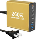 MEKIOJEO Aluminum Alloy 260W USB C Charger GaN Fast USB C Charging Station | 7 Ports 65W Laptop Charger for MacBook Pro/Air/iPad Pro/iPhone by MEKIOJEO