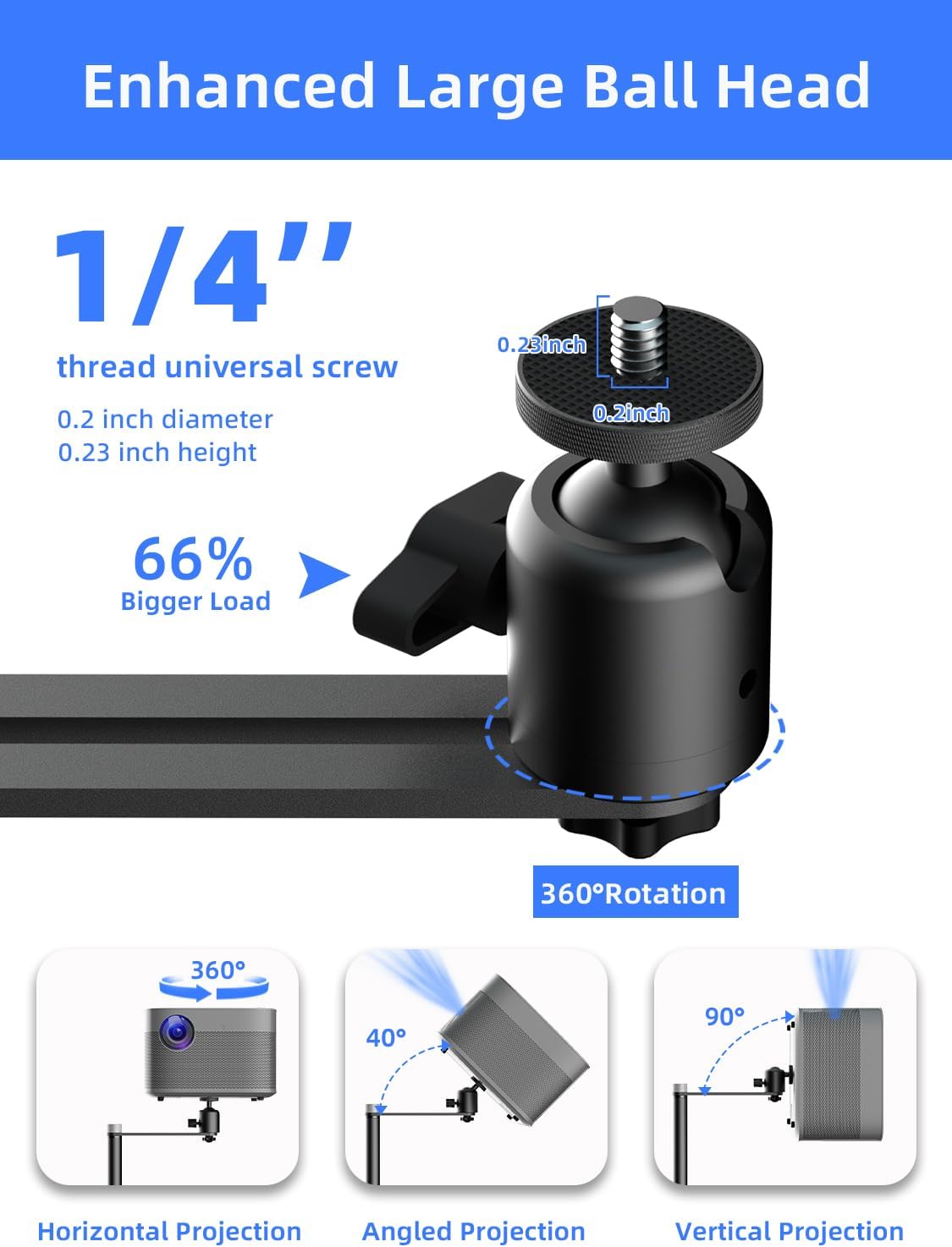 suptek Projector Stand Against Wall Hidden Stand, 360° Swivel, Height Adjustable 32.6"- 46", Holds up to 11lbs, Universal Projector Mount Bracket, Compatible with Home Video Vlog DVR Camera, PR007FP - Image 4