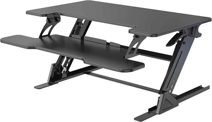 Standing Desk Converter 36 x 24 Inches - Height Adjustable Sit to Stand Riser with Keyboard Tray, Ergonomic Computer Workstation for Music Studio, Home Office, Black by NSYAudio