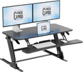 Standing Desk Converter 38 Inch, Height Adjustable to 17.3 Inches | Dual Monitor Work Surface With Keyboard Tray, Steel Frame, and Smooth Manual Lift for Home Office Setups by G-PACKPRO