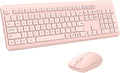 Wireless Keyboard and Mouse Combo, Full-Size Silent Ergonomic Keyboard and Optical Mouse, Long Battery Life, 2.4G Lag-Free Mice Keyboard for Computer, Mac, Laptop, PC, Windows(Pink) by EDJO