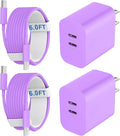 iPhone 17 16 15 Pro Max Charger Fast Charging, 20W USB C Charger Block with 6FT USB C to C Charging Cable Cord for iPhone 17 16 15 Pro Max/17 16 15 Pro/17 16 15/16 15 Plus-Purple by Auorld