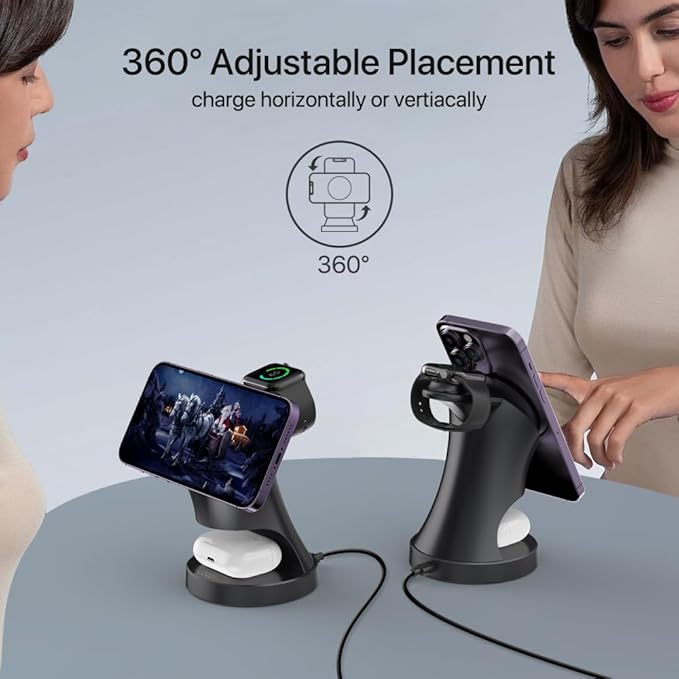 3 in 1 Wireless Charging Station for Apple Devices,Magsafe Charger for IPhone17 16 15 14 13 12 Pro/Max/Plus/Mini Wireless Charger Station for AirPods 2/3/4/Pro iWatch Ultra11/10/9/8/7/SE/6/5/4/3/2 - Image 5