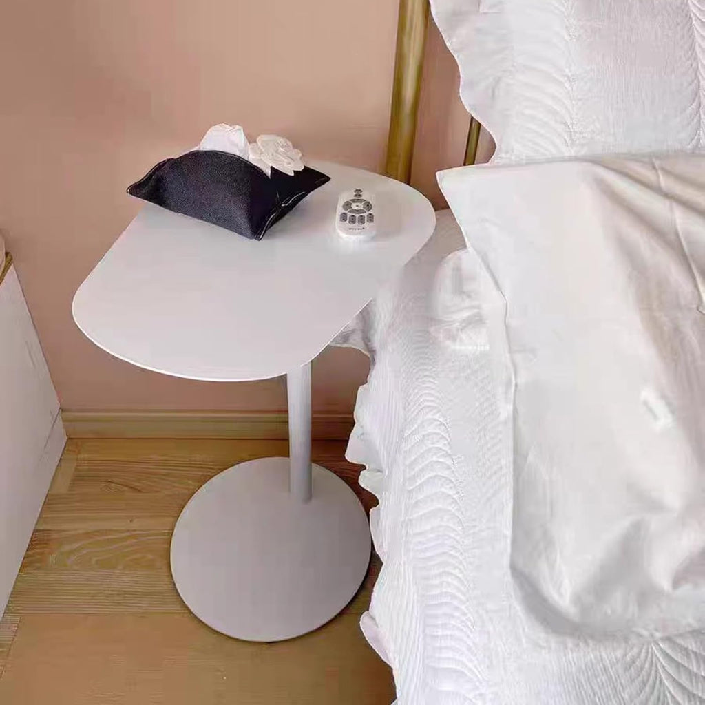 C-Shaped Side Table Iron End Table Slide Under Sofa(White，High-24.8in/63cm) - Image 6