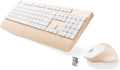 MPTOG Ergonomic Wireless Keyboard and Mouse Combo, Khaki White | Computer Keyboard Mouse with Wrist Rest, BK Chipset, Full-Size Colorful, Power Button, USB Receiver for PC Laptop by MPTOG
