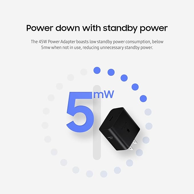 Samsung 45W Wall Charger Power Adapter with Cable Included, Black | Super Fast Charging For Galaxy Phones, Tablets and USB Type C Devices, Low Standby Power Consumption, EP-T4511XBEGU - Image 5