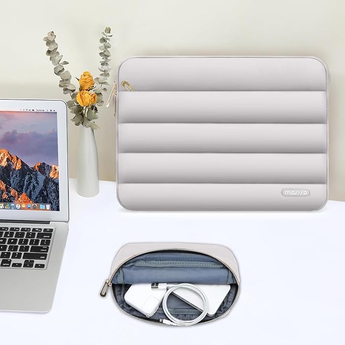 MOSISO Laptop Case 16 inch, 15-15.6 inch Puffy Laptop Sleeve Carrying Case | Compatible with MacBook Pro 16, HP Dell ASUS Acer Toshiba Lenovo, Polyester Horizontal Bag with Small Case, Gray - Image 5