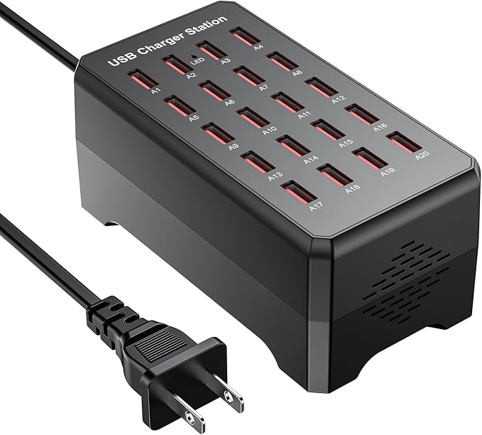 100W 20-Port USB Charging Station for Multiple Devices | USB Charging Hub Compatible with iPhone, Android Tablet and More-Desktop Charger for Home, Office & Entrepreneur by Unknown