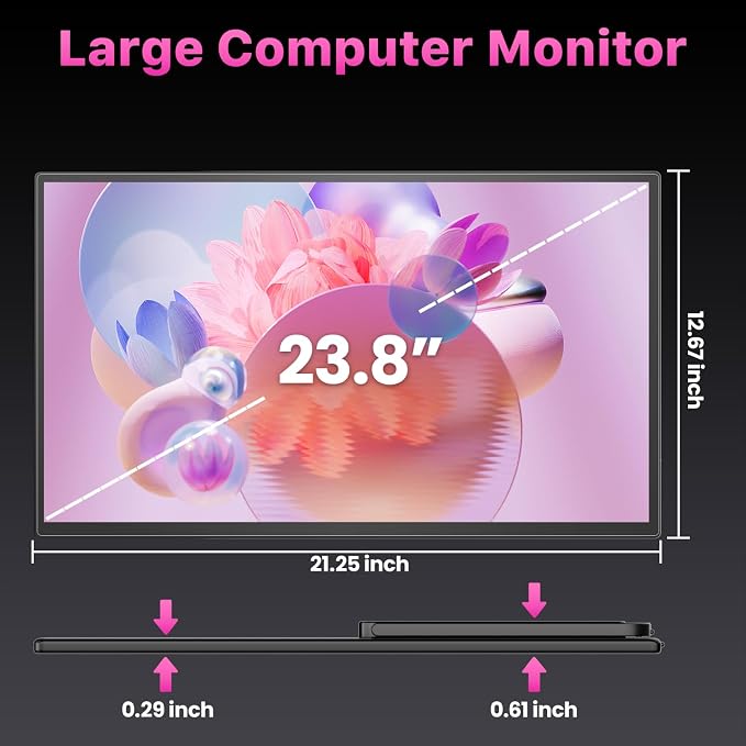 cocopar Portable Monitor IPS Travel Monitor with USB-C HDMI Portable Screen for Laptop MacBook Surface PC PS4/5 External Display with Kickstand, VESA Mountable, 23.8 Inch - Image 8