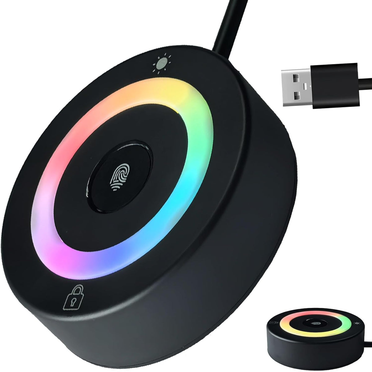 USB Fingerprint Reader for PC & Laptop, Windows Hello Biometric Scanner with 360° Touch, Fast Login <1s, Portable Security Key for Windows 10/11 by Generic