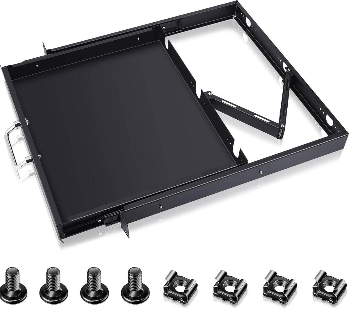 1U Rack Mount Sliding Keyboard Tray Cantilever Network Equipment Racks 19 Inch Cabinet Drawer Sliding Shelf for Server Data Music Studio Accessories by Dunzy