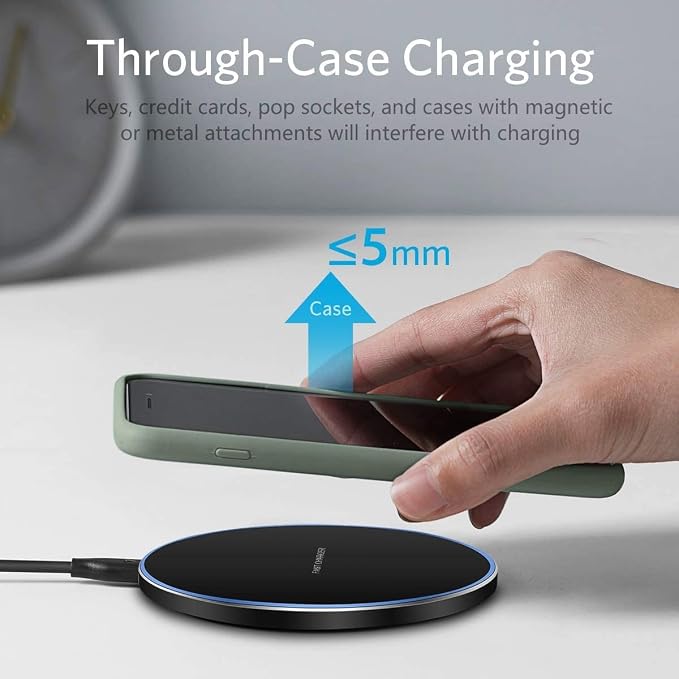 20W Fast Wireless Charger Pad,USB-C Wireless Phone Charging Station | Metal Frame Design,[20W SUPER Fast Charging] Wide Compatible with iPhone 17-11/Airpods,Samsung Galaxy/Buds,LG/Pixel -Black - Image 6