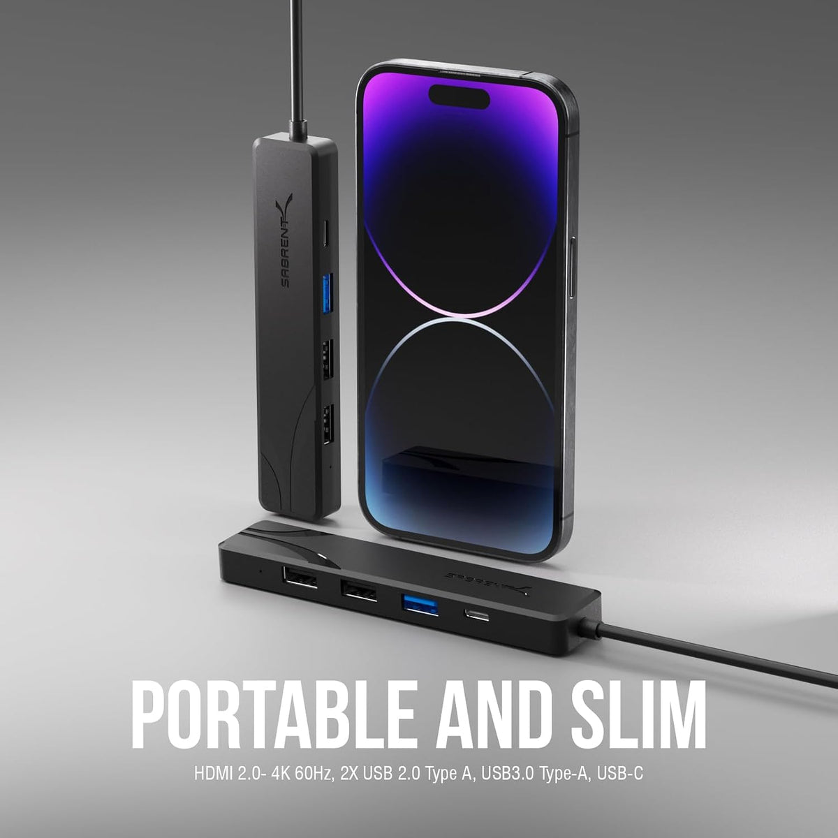 SABRENT USB-C Hub, USB-C to 4K@60Hz HDMI, 100W PD (HB-TC5P) - Image 9