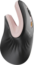 ProtoArc EM11 NL Wireless Ergonomic Mouse, Rechargeable, Black Pink | 58° vertical design supports a natural wrist posture, connect 3 devices via Bluetooth/2.4G USB-A, 500mAh USB-C rechargeable. by ProtoArc