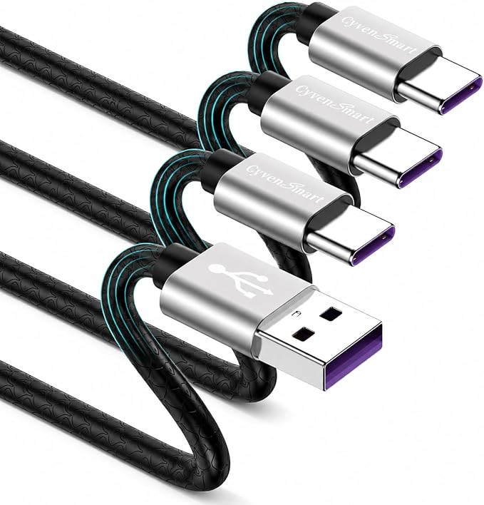3 Pack 6ft USB A to USB C Cable, 3A Type C Charger Cord for iPhone 17/16/15 Series, Samsung Galaxy S10/S9/S8, Note, A Series, Android Auto, USB-C CarPlay, USB 2.0 Data Sync by CyvenSmart