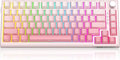 MageGee SKY81 75% Wireless Gasket Mechanical Gaming Keyboard, Hot Swappable RGB Custom Creamy Keyboard w/ 5-Layer Padding, BT/2.4G/USB-C, Knob Control, Side Printed Keycaps (White&Pink, Violet Switch) by MageGee