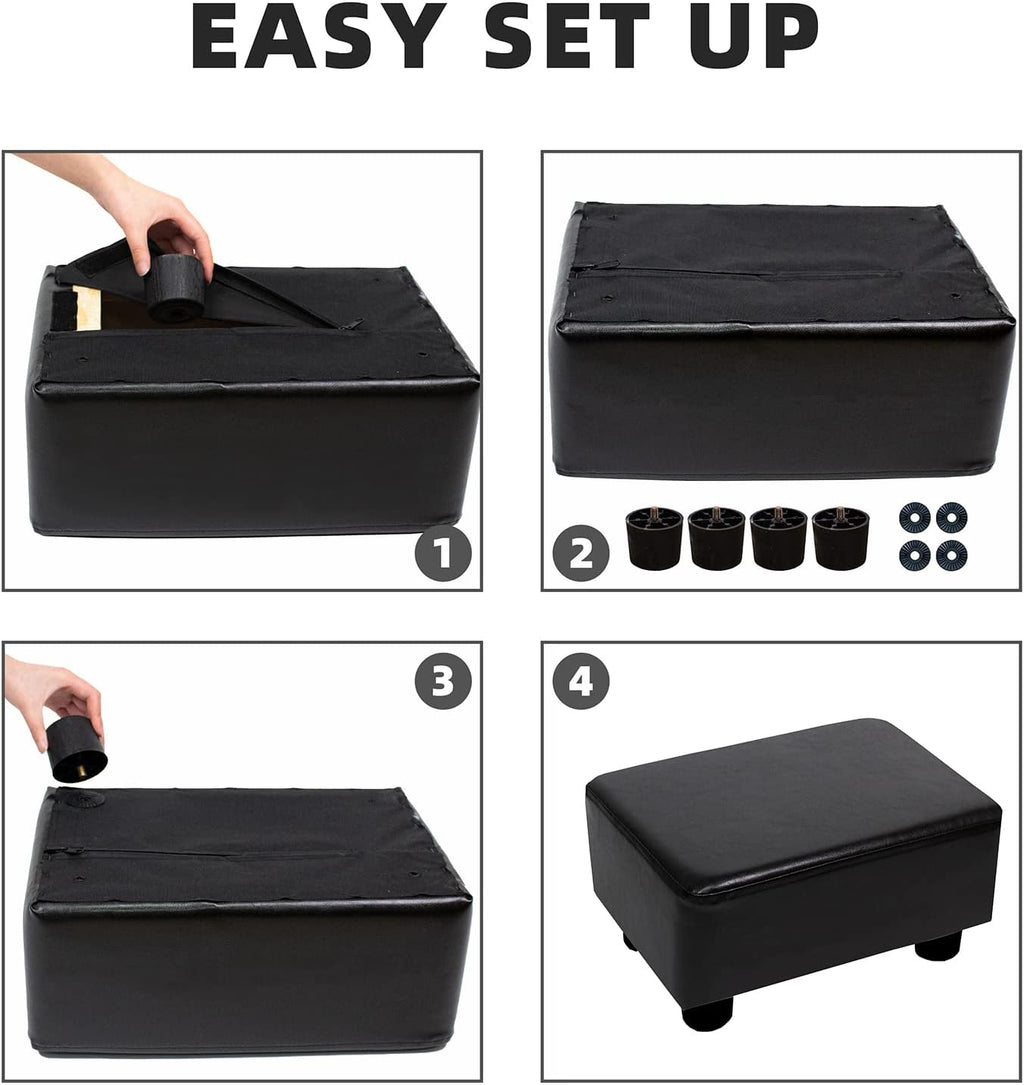 CAROLMADE Small Foot Stool Ottoman Footstool with Legs Under Desk Footrest for Living Room Bedroom and Office, Black - Image 7