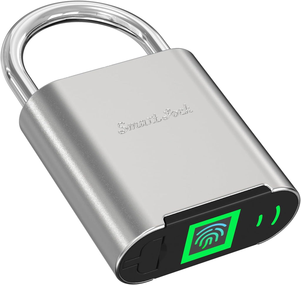 Biometric Fingerprint Padlock with Backup Electronic Key, Heavy Duty Smart Lock for Gym Locker, IP66 Waterproof Outdoor Padlock, Keyless Anti-Theft Lock for School, Gate, Toolbox & Athletes by Medunor