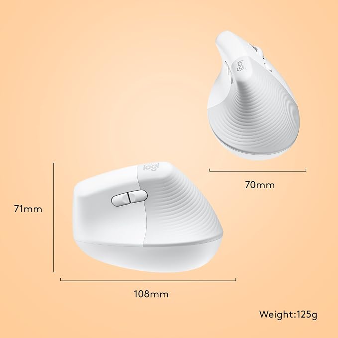Logitech Lift for Mac Vertical Ergonomic Wireless Mouse - Off White | Bluetooth connectivity only, no USB receiver, quiet clicks, 4 customizable buttons, mac OS iPad OS compatible - Image 9