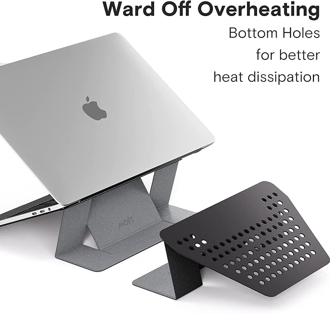 MOFT Laptop Stand for Desk, Stick-On Computer Stand with Dual-Angle, Ergonomic Laptop Riser Holder for Travel, Foldable & Portable MacBook Stand Fits 11.6"-16" Laptops, Silver - Image 4