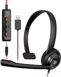 NUBWO HW02 USB Headset with Microphone Noise Cancelling &in-line Control, Ultra Comfort Computer Headset for Laptop pc, On-Ear Wired Office Call Center Headphone for Boom Skype Webinars（Black） by NUBWO