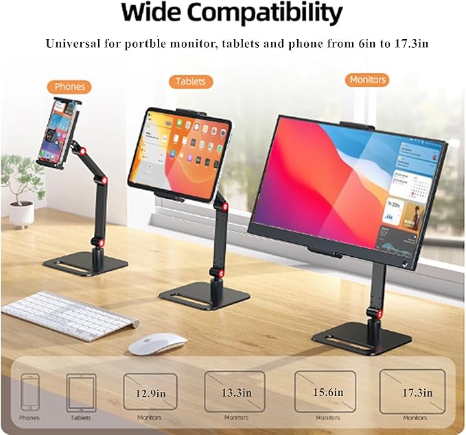 Portable Monitor Holder for 6-17.3 inch Screen Desktop Monitor Tablet Stand | Portable Monitor Stand Foldable Expandable Holder for phones, tablet and Portable Monitors - Image 4