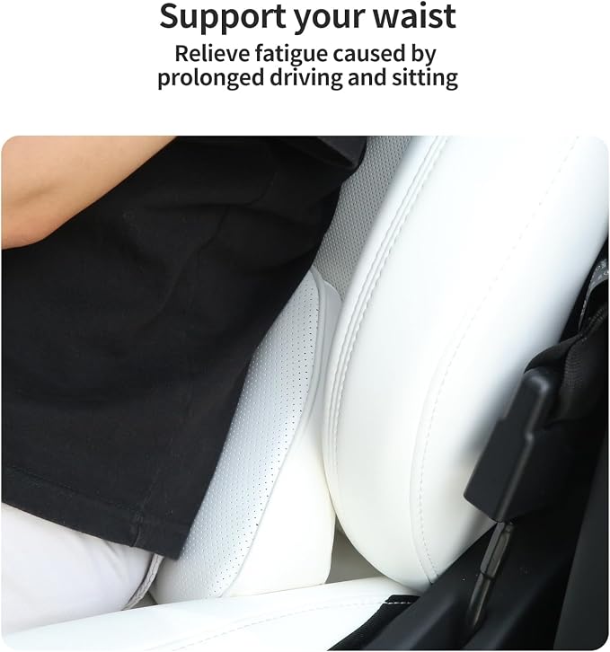 Lumbar Support Pillow for Car Seat, Office Chair, White, 1PC | Leather Lumbar Pillow Memory Foam Lower Back Cushion for Back Pain Relief Improve Posture, Ergonomic Back Rest Gaming Chair - Image 6