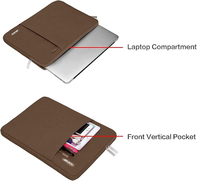 MOSISO Laptop Case 13.3 inch, 13-13.3 inch Laptop Sleeve Bag with Pocket | Compatible with MacBook Air/Pro 13/Pro 14 M5 M4 M3 M2 M1, HP Dell ASUS Lenovo, Polyester Vertical Computer Bag, Light Brown - Image 4