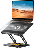 Lamicall Adjustable Laptop Stand for Desk 360° Rotating Base for 10-17.3'' | Aluminum Laptop Riser, Ergonomic Computer Stand Foldable Protable fits MacBook Neo Air Pro Dell HP Lenovo Office Home Black by Lamicall