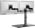 ErGear Freestanding Dual Monitor Stand for 17 to 32 Inch Screens, Computer Monitor Mount for 2 Screens, Dual Monitor Arm with Tempered Glass Base, VESA Mount Desk Stand Holds 22 lbs per Arm by ErGear