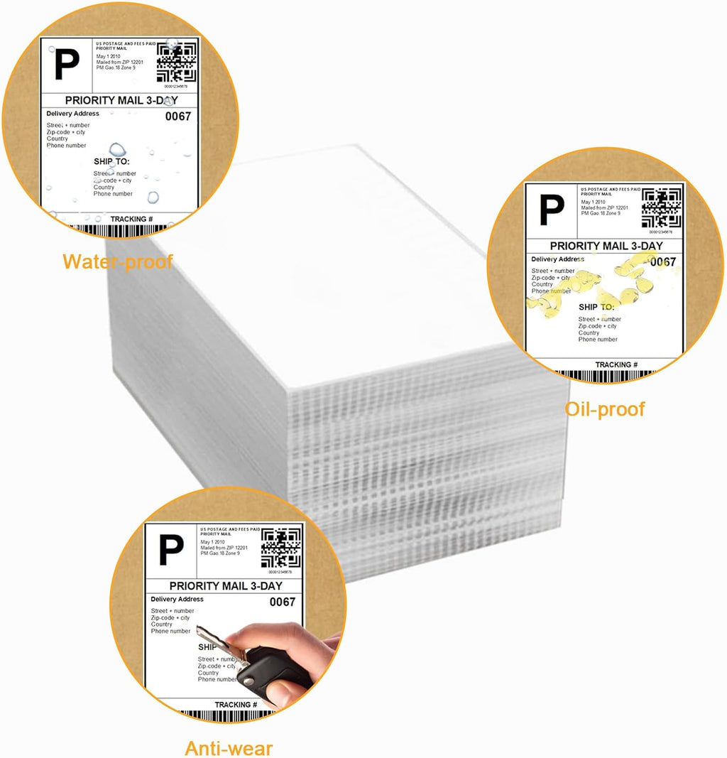 【2000 Labels/4 Stacks】 Labelebal 4" x 6" Fanfold Direct Thermal Labels (101mm x 152mm) Shipping Address Mailing Postage Labels Compatible for Zebra & Rollo Printer Adhesives (500 Labels/Stack) - Image 5